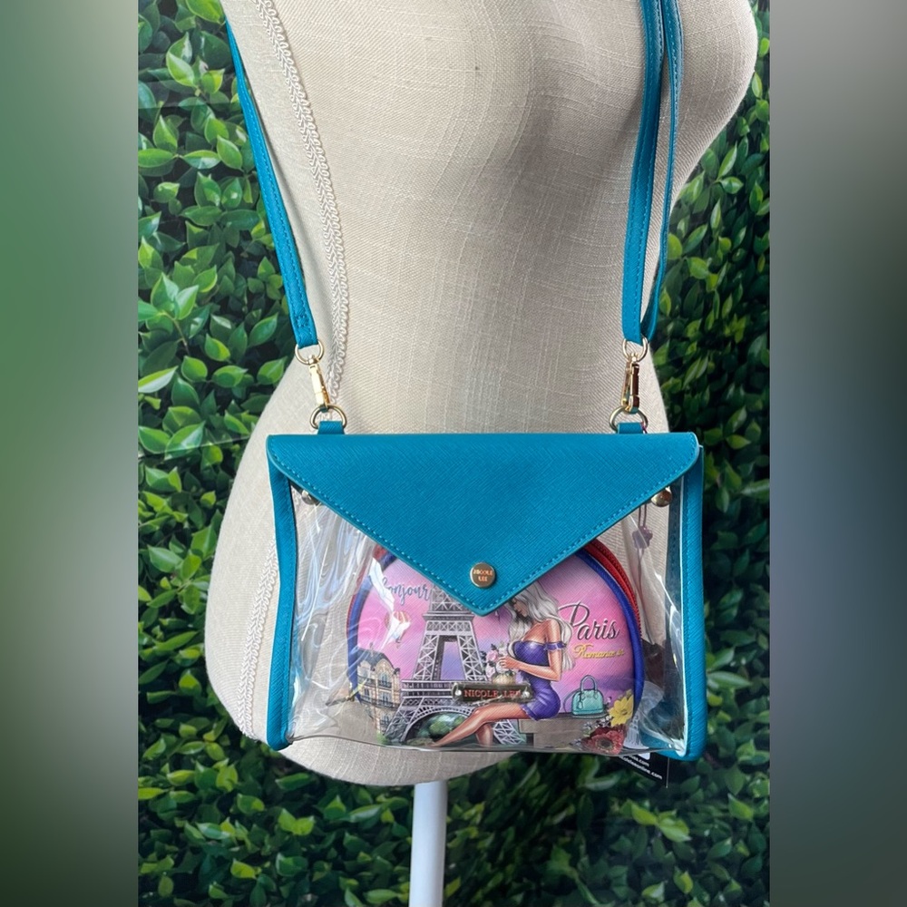 Nicole Lee USA 2- Piece Patterned Crossbody Pouch “ Romance in Paris “
